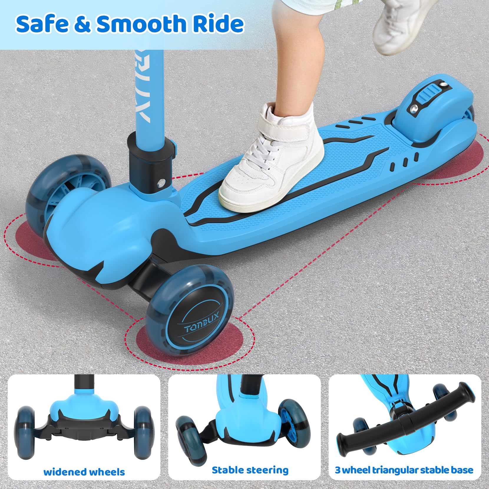 Foldable TONBUX kids scooter for easy storage