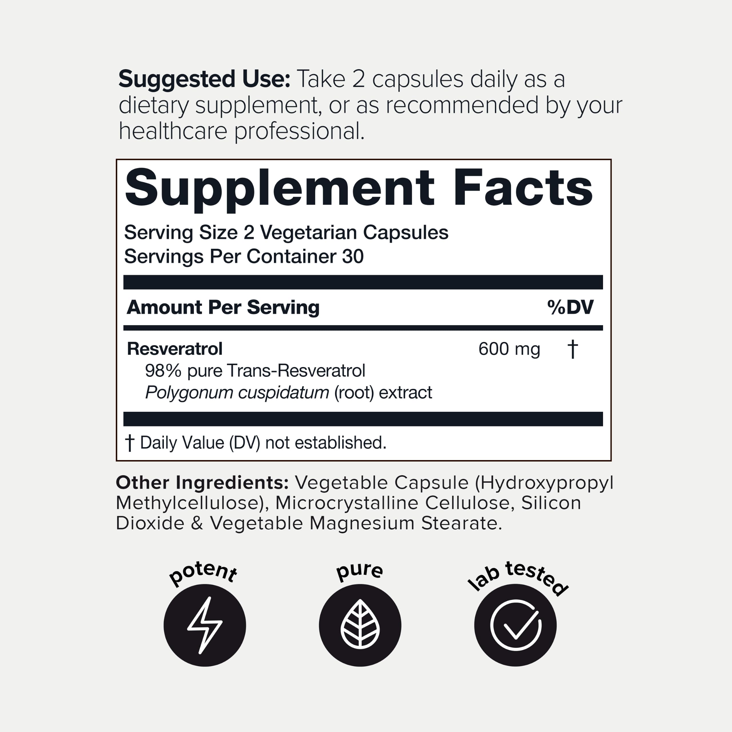 Ethically sourced Toniiq Resveratrol Capsules packaging