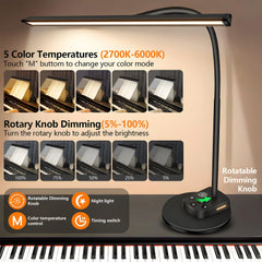 Adjustable gooseneck piano lamp 22.83 inches highlights sheet music