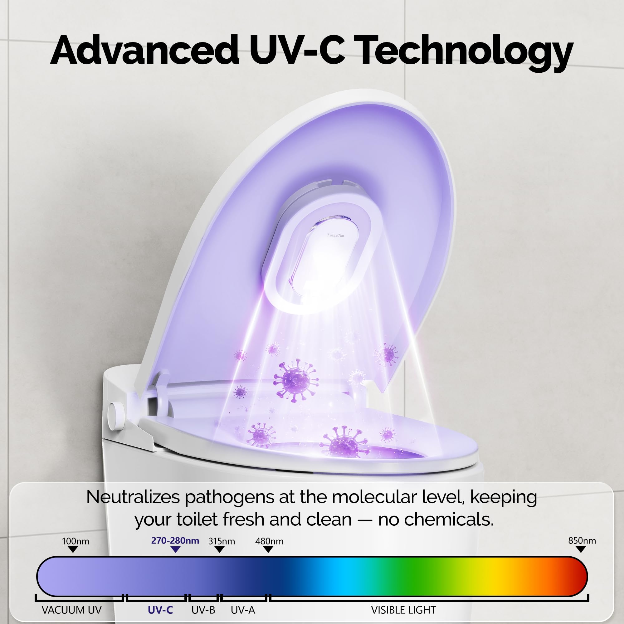 USB-C fast charging port on XuEpeTim toilet device