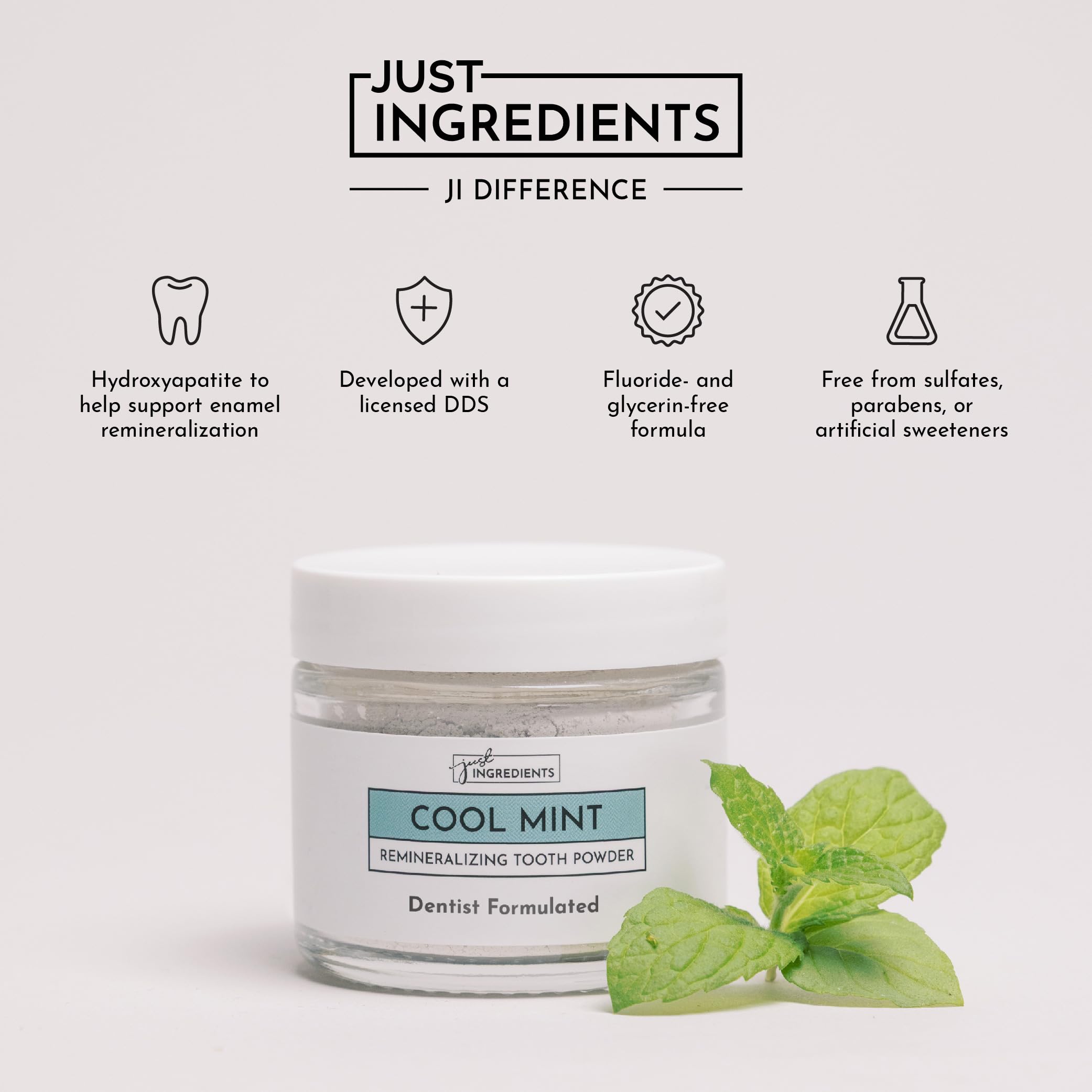 Non-GMO vegan clean ingredient tooth powder 1 oz JUST INGREDIENTS