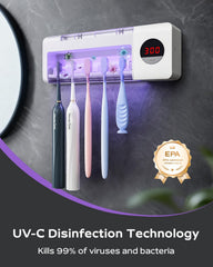 Rechargeable toothbrush holder with adhesive installation on glass