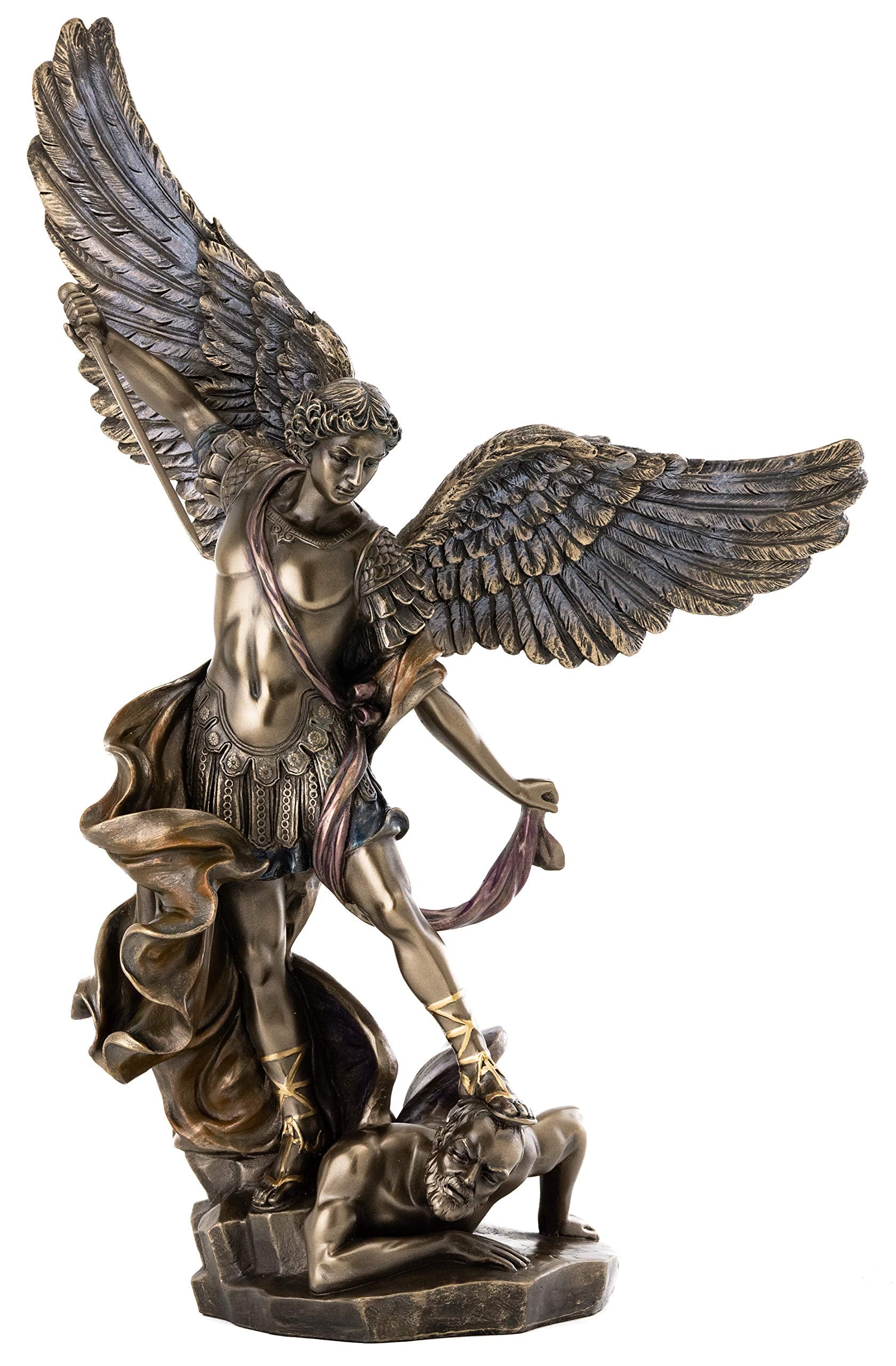 Top Collection Archangel St Michael Statue bronze finish 14.5 inches tall