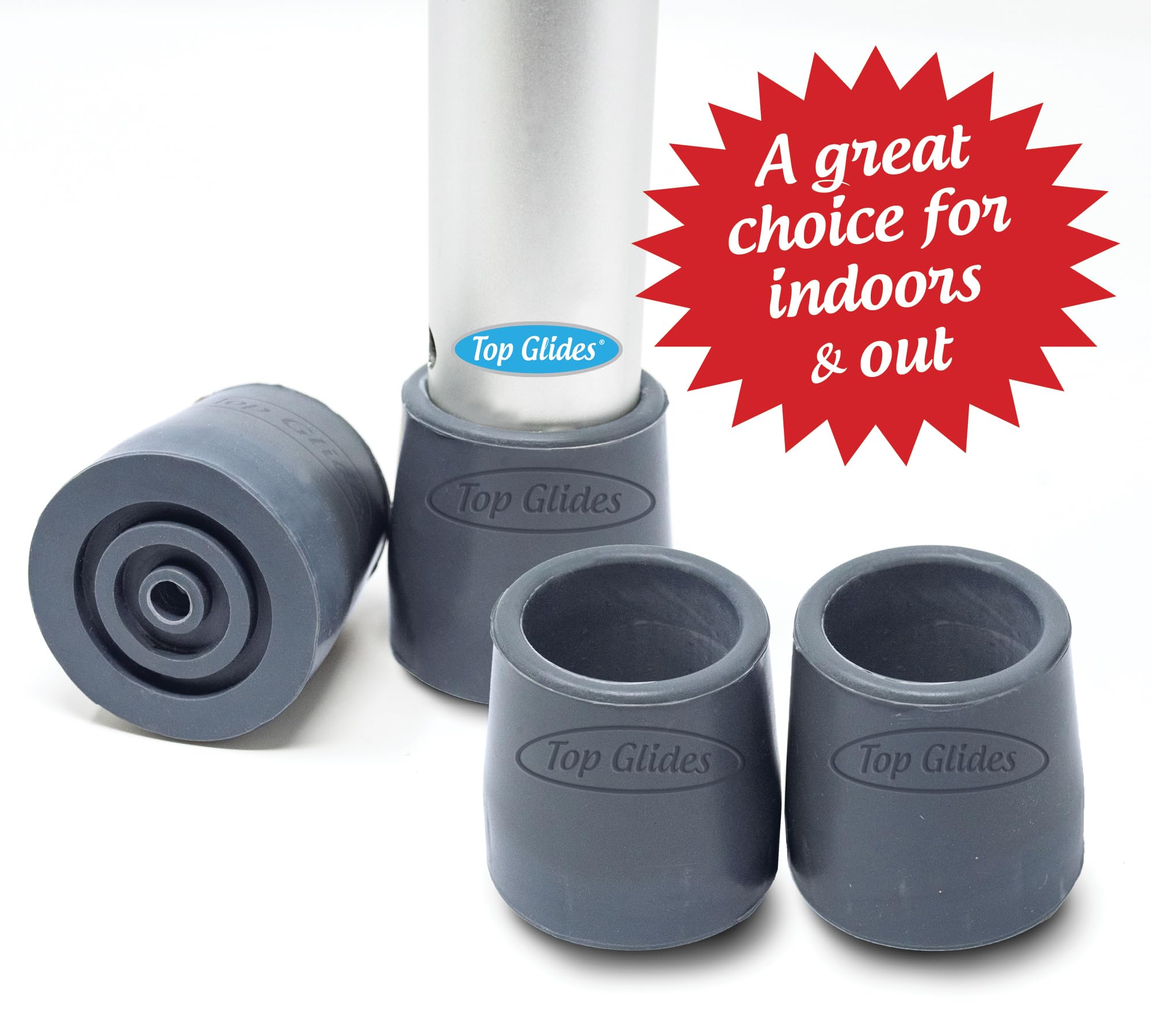 Top Glides Walker Glide Tips gray 1 inch tubes