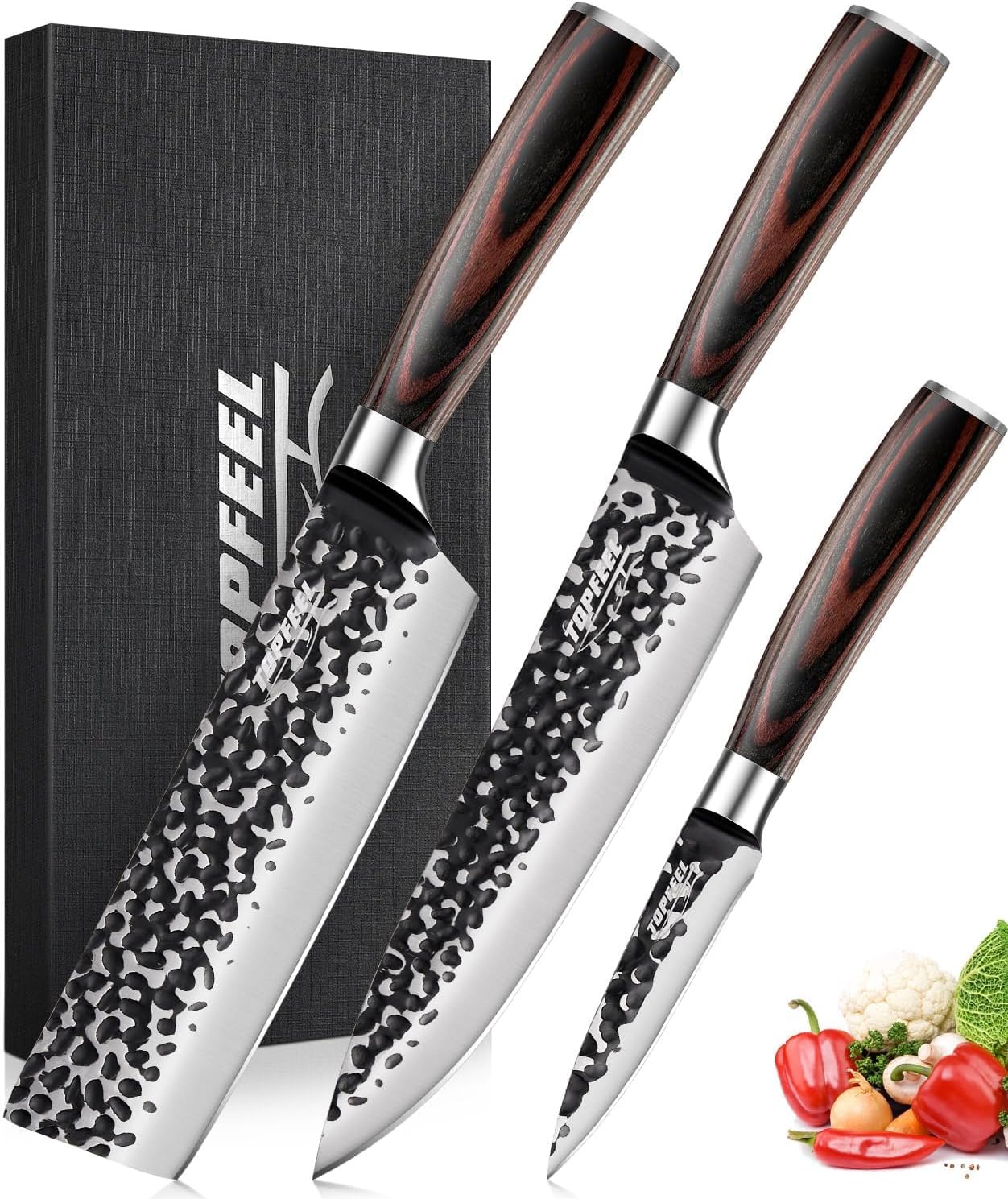 Topfeel 3PCS Chef Knife Set with 8 inch chef knife