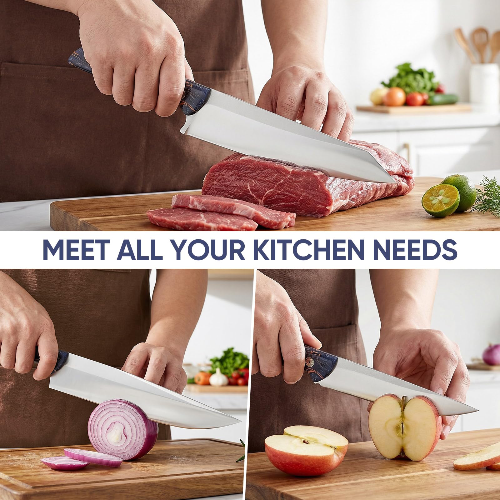 Full tang acrylic handle on Topfeel chef knife