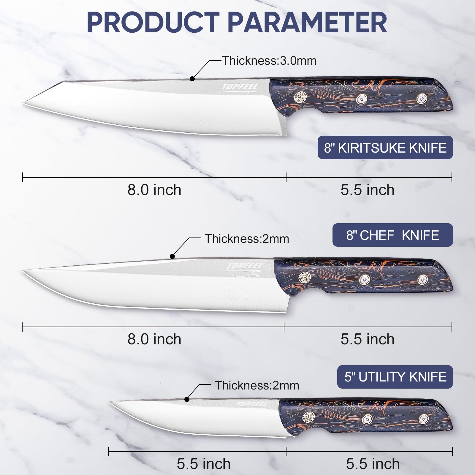 Gift box packaging for Topfeel knife set