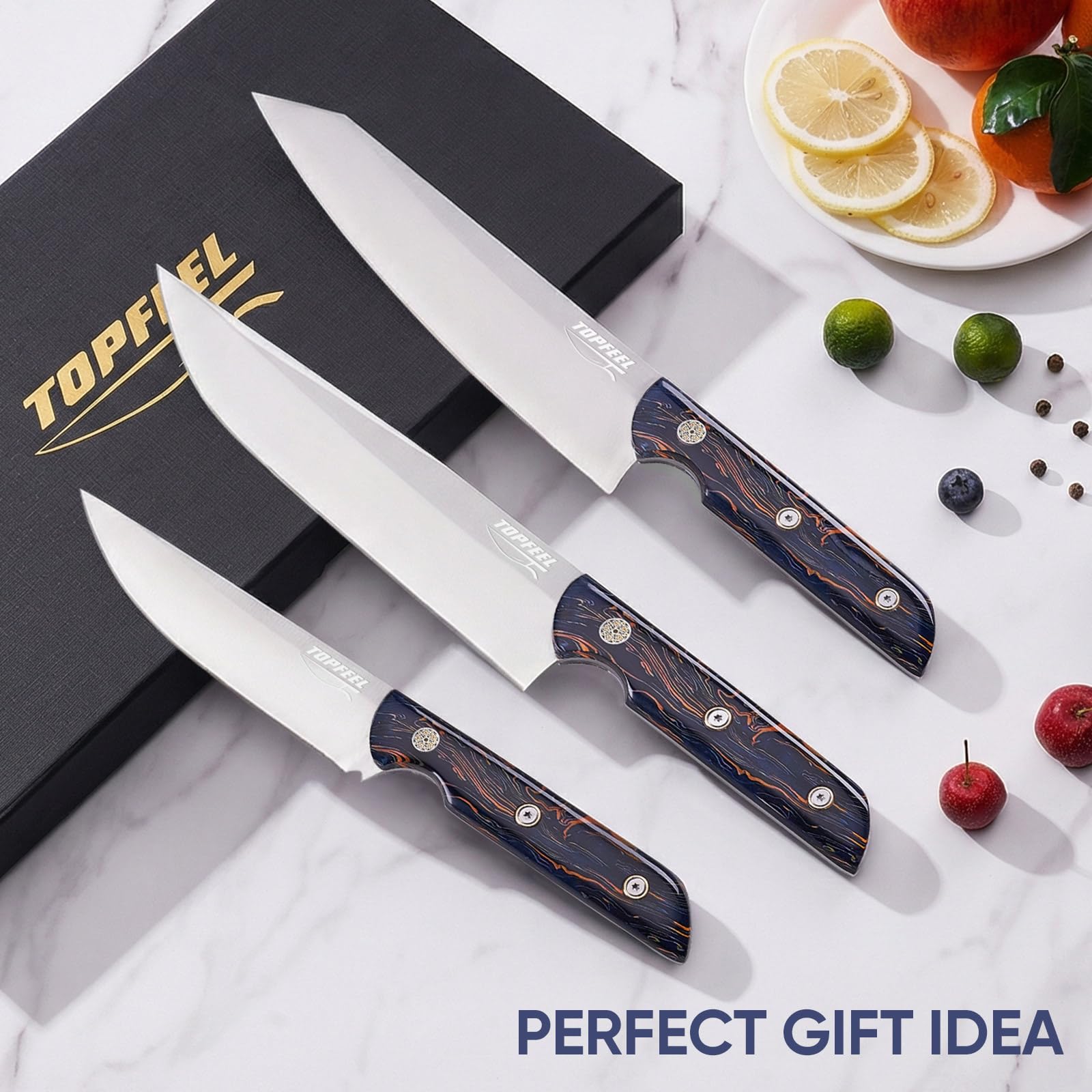 Topfeel knife set includes 12-month guaranteed service and packaging