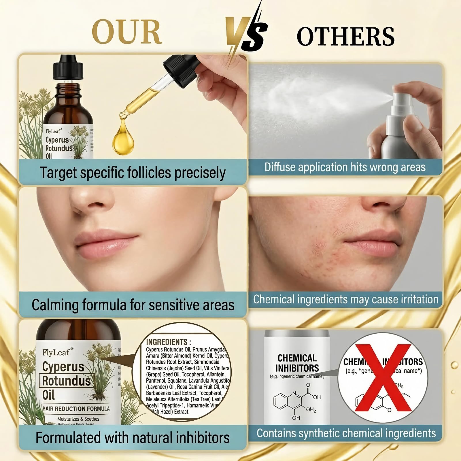 Vegan cruelty-free third-party tested cyperus oil product