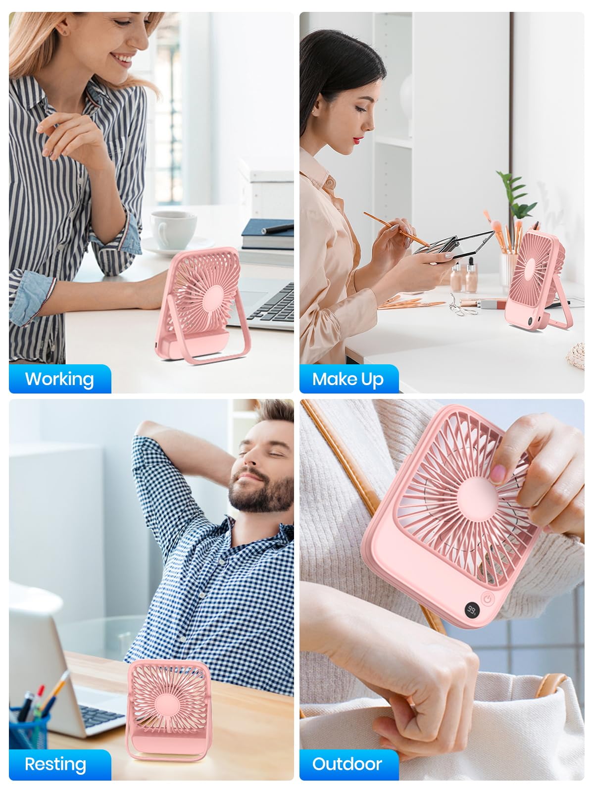 TOPK 2 pack portable desk fan travel ready packaging