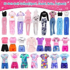 Top and pants outfits for 11.5 inch dolls in sports sets