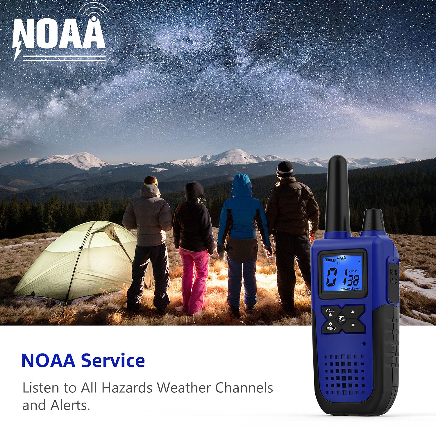 NOAA weather alert icon on Topsung walkie talkie screen