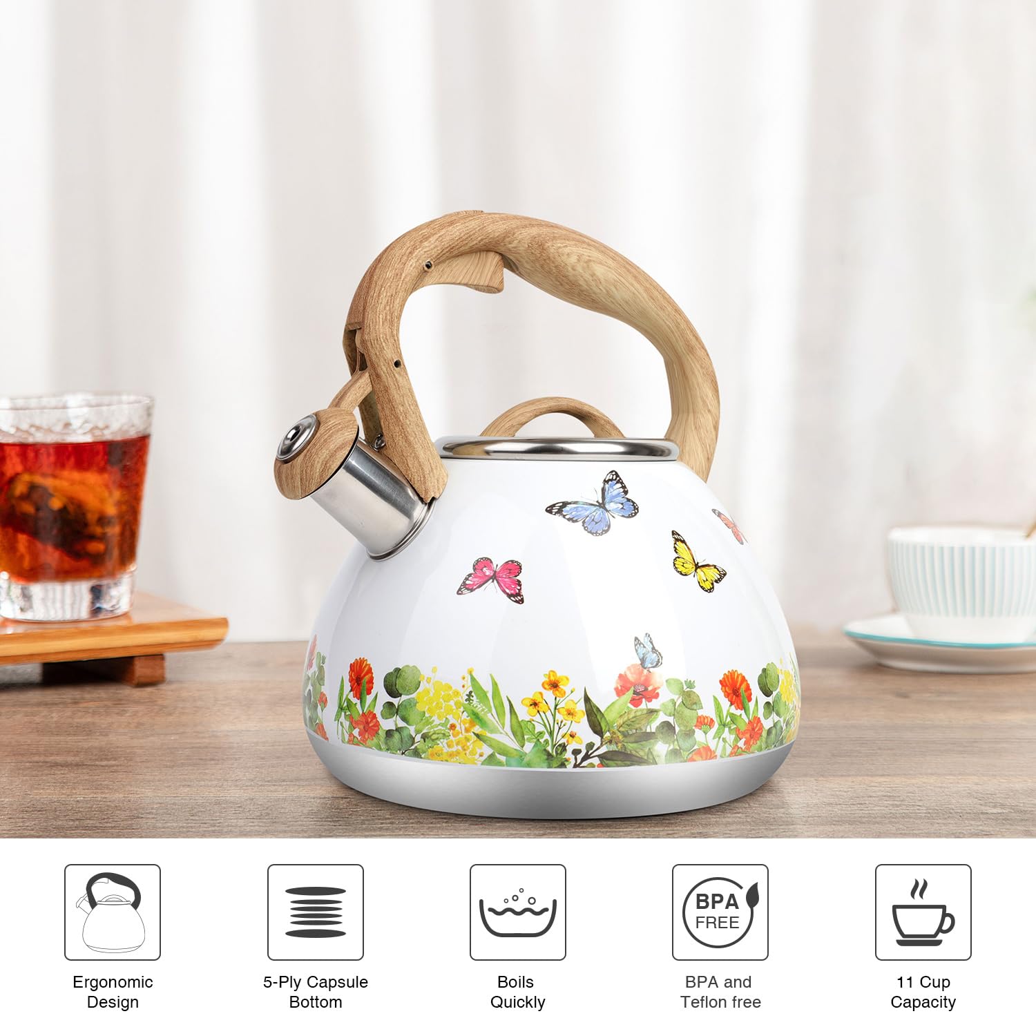 Induction compatible tea kettle stainless steel