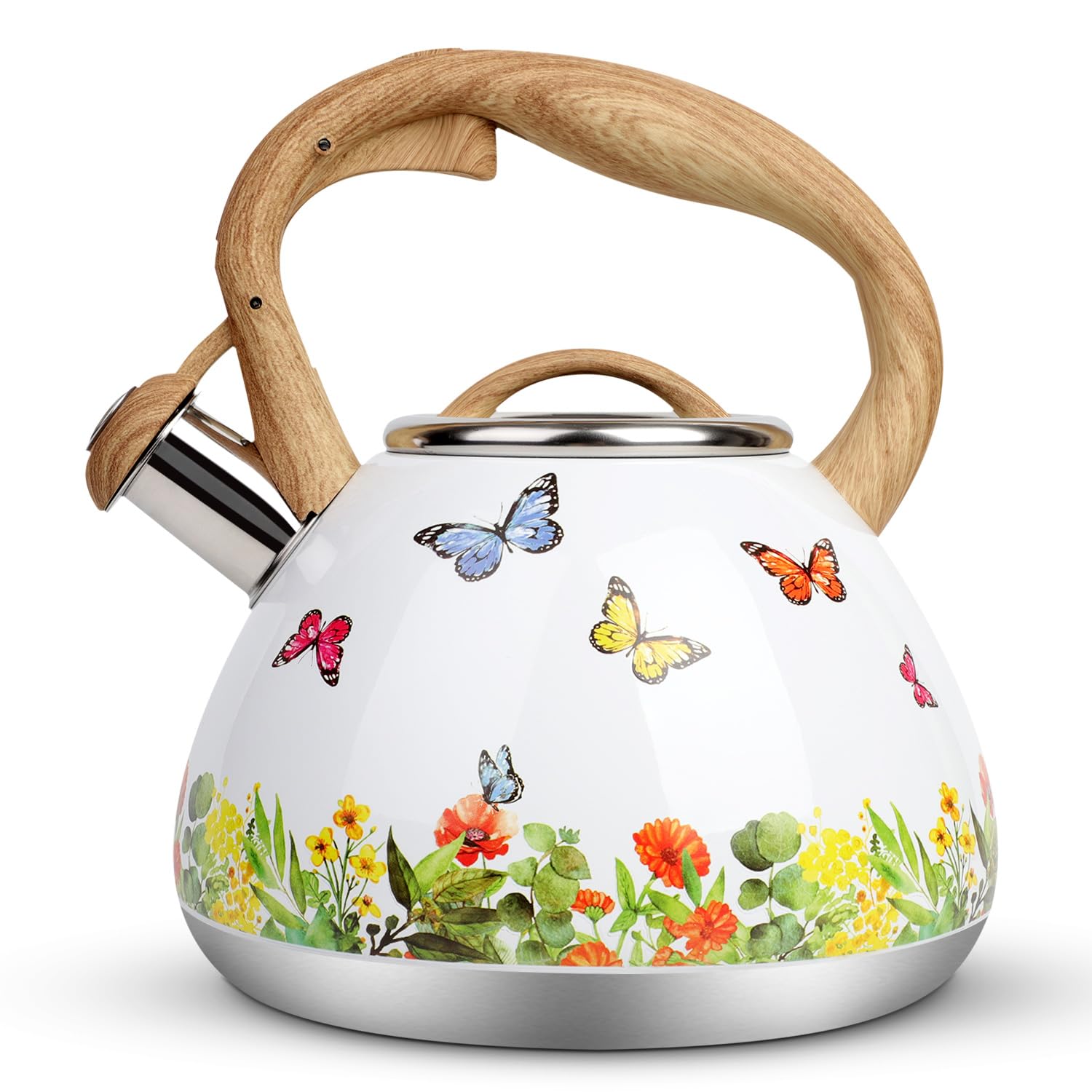 Toptier tea kettle 2.7 quart stainless steel butterfly design