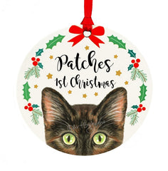 Tortie cat Christmas ornament 4 inch design 1