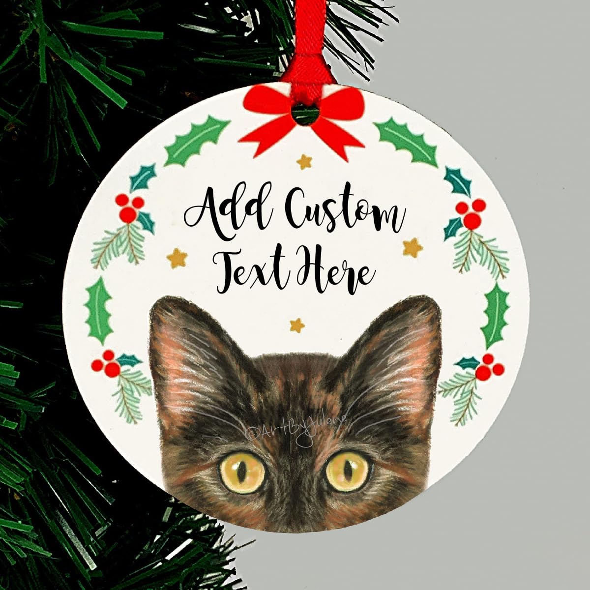 Tortie cat Christmas ornament 4 inch design 2