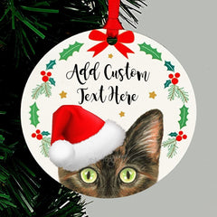 Tortie cat Christmas ornament 4 inch design 3
