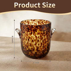 Tortoise pattern ice bucket glass with handles