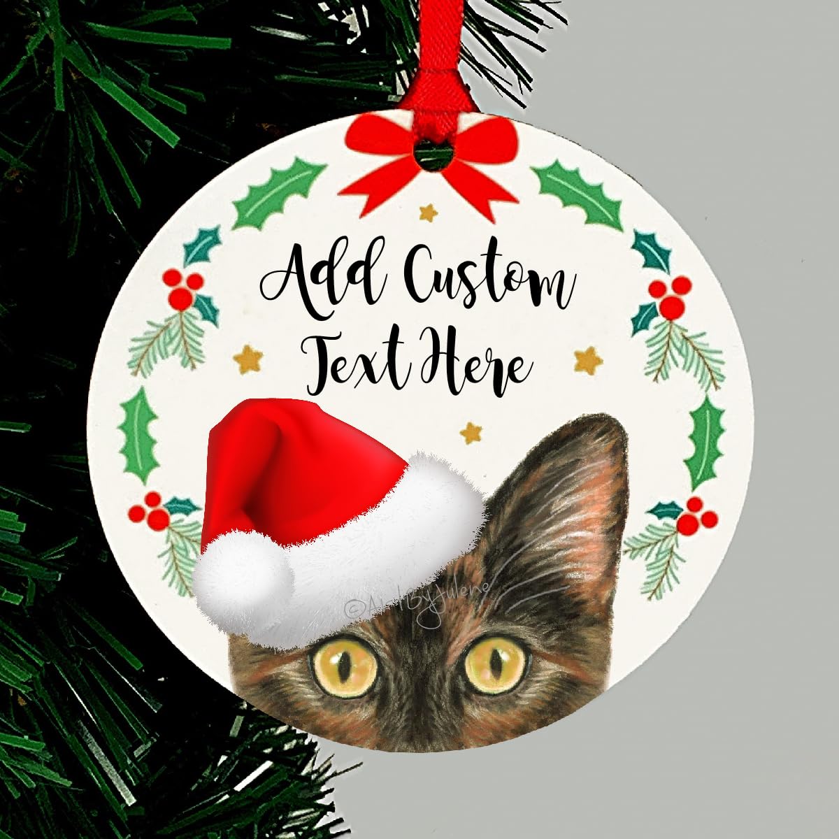 Tortoise shell cat Christmas ornament 4 inch design 1