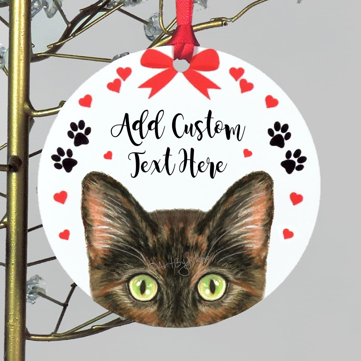 Tortoise shell cat Christmas ornament 4 inch design 2