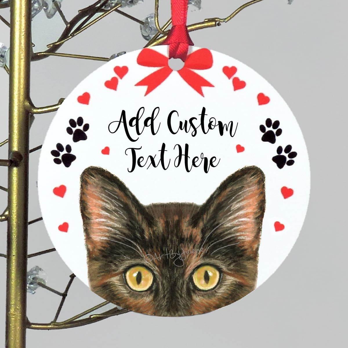 Tortoise shell cat Christmas ornament 4 inch design 3