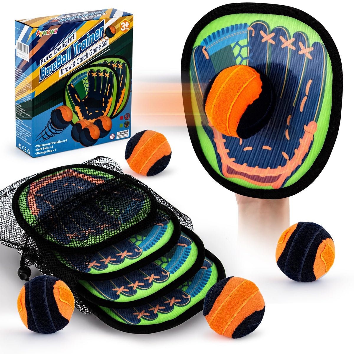 Toss and Catch Ball Set paddles and balls package