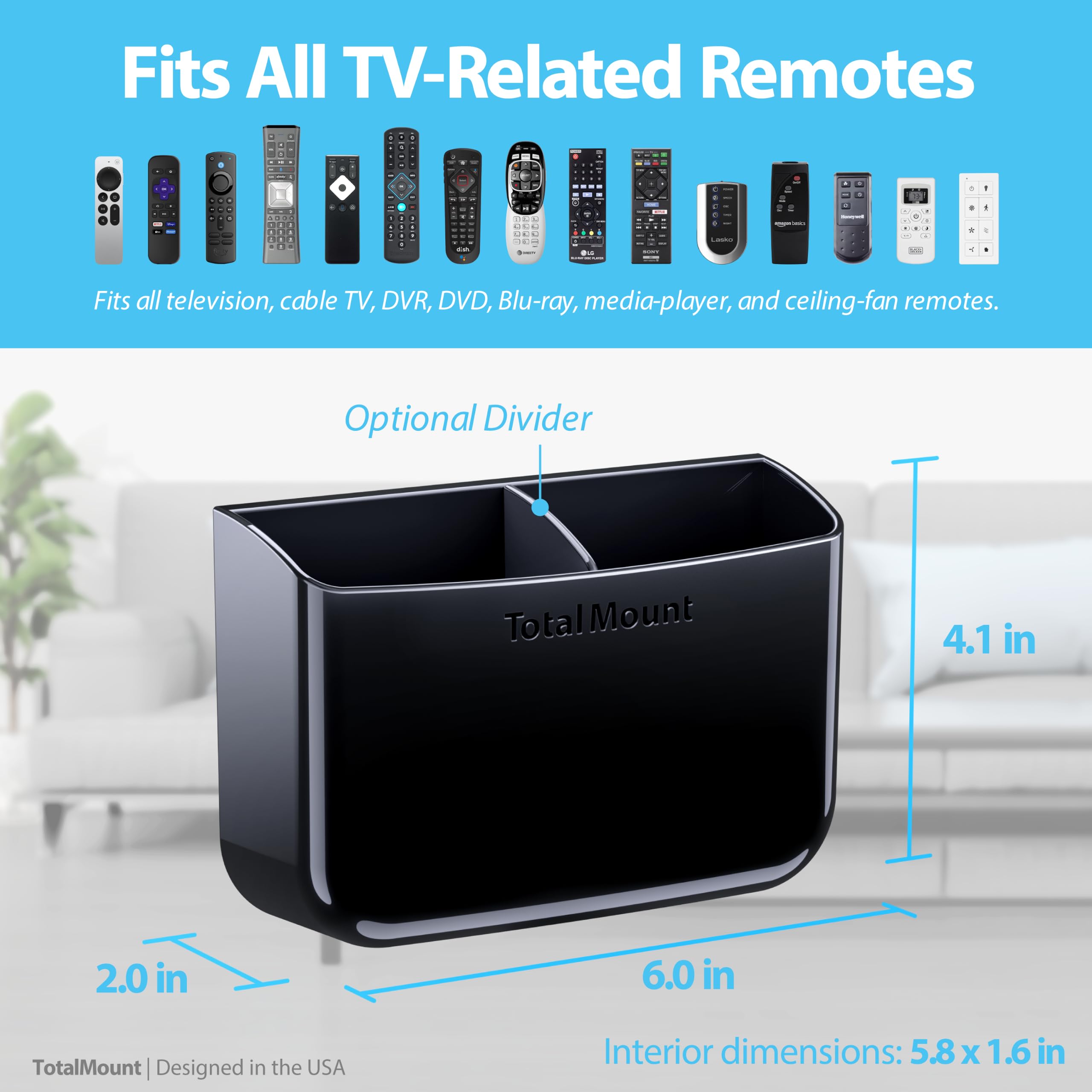 TotalMount remote holder adhesive strips for wall mounting