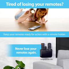 TotalMount drop free remote holder with adhesive mounting diagram