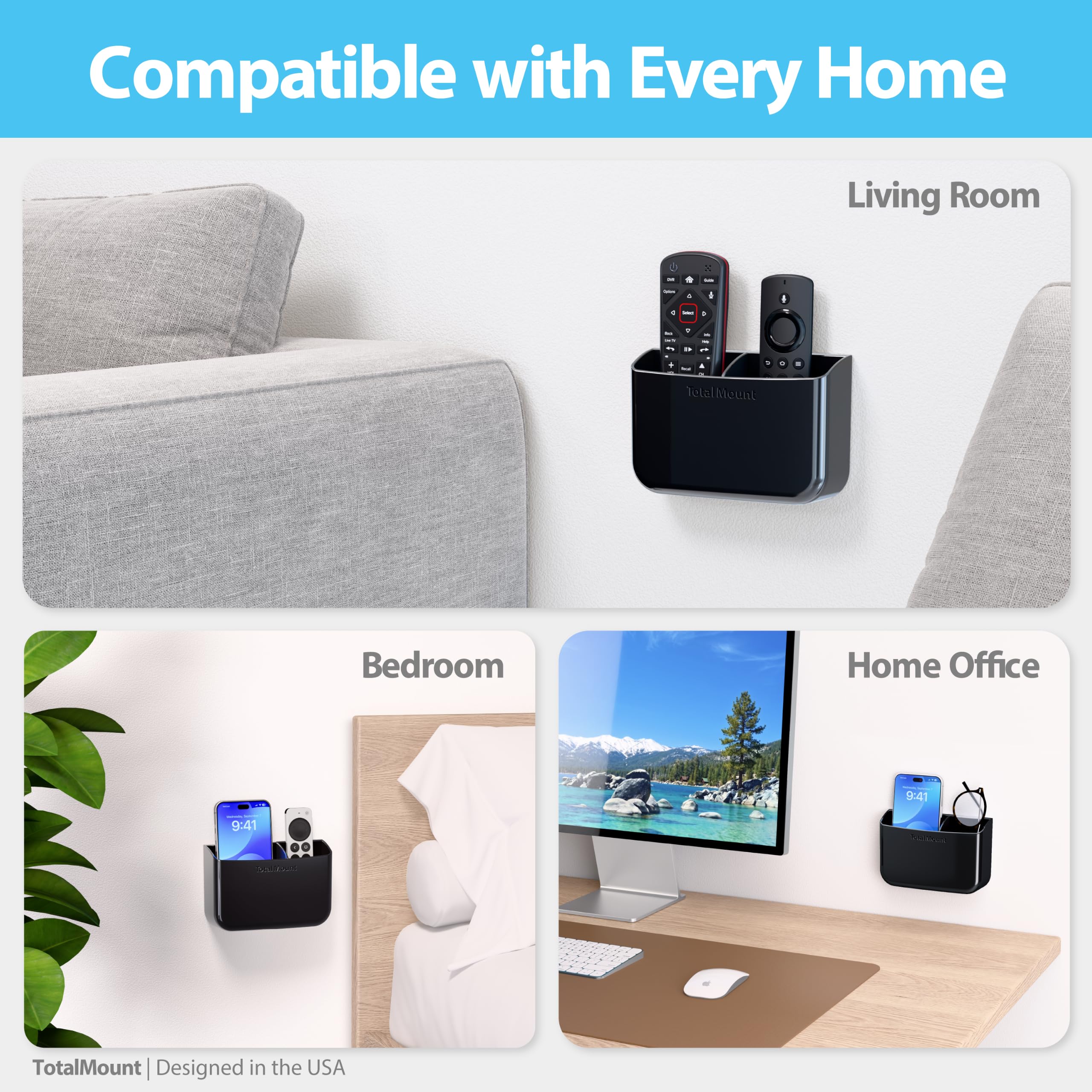 Remote holder showing capacity two to three remotes