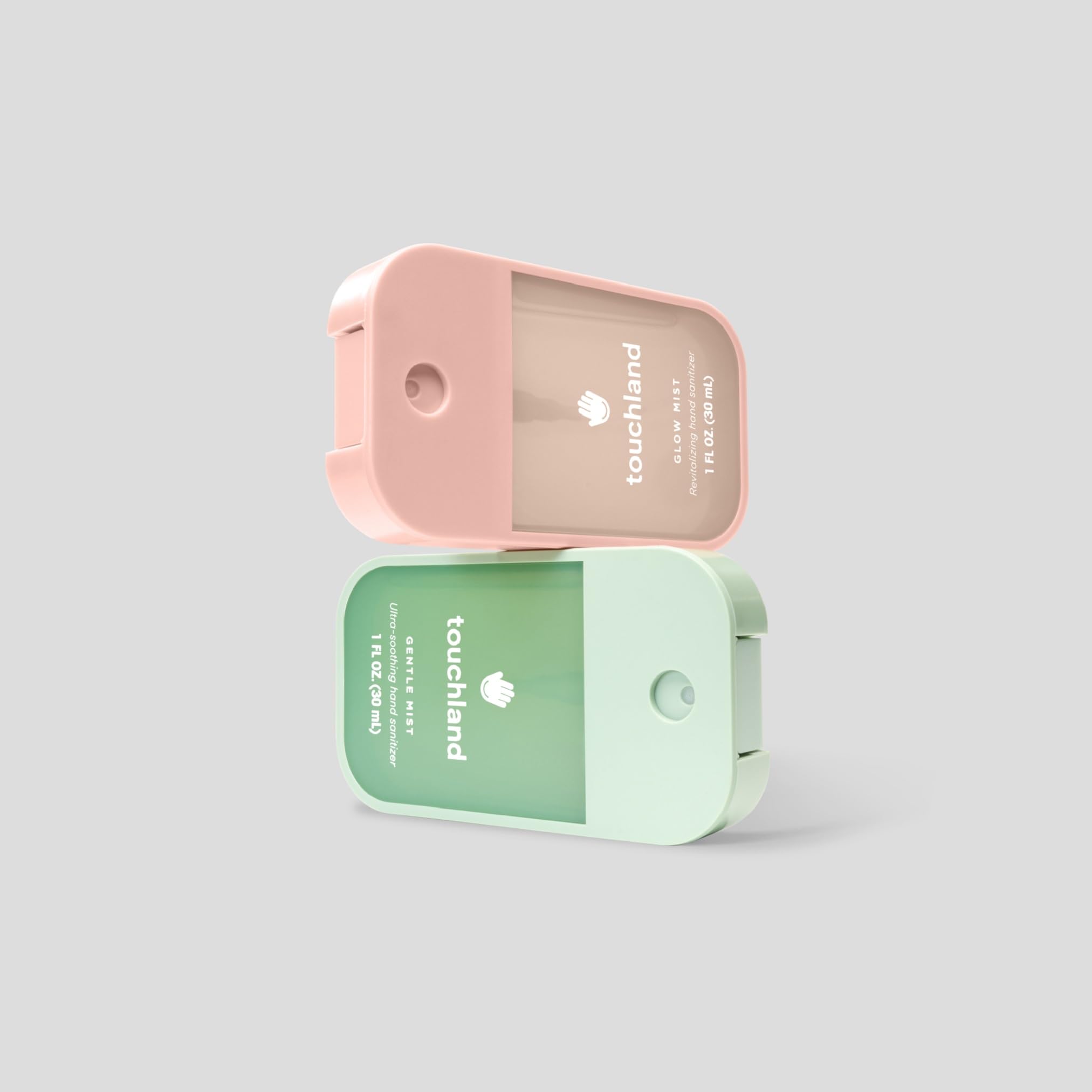 Rosewater fragrance notes on Touchland sanitizer bottle