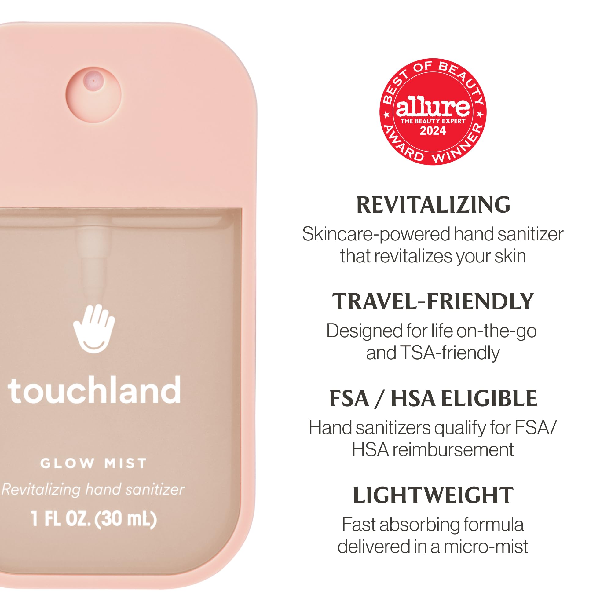 FSA HSA eligible Touchland hand sanitizer bottle