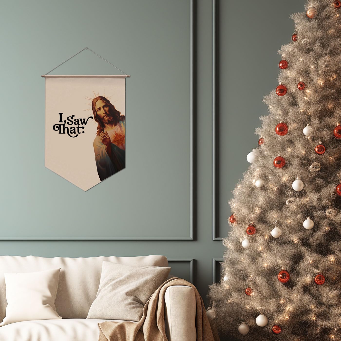 Banner featuring tough twine and wooden pole construction