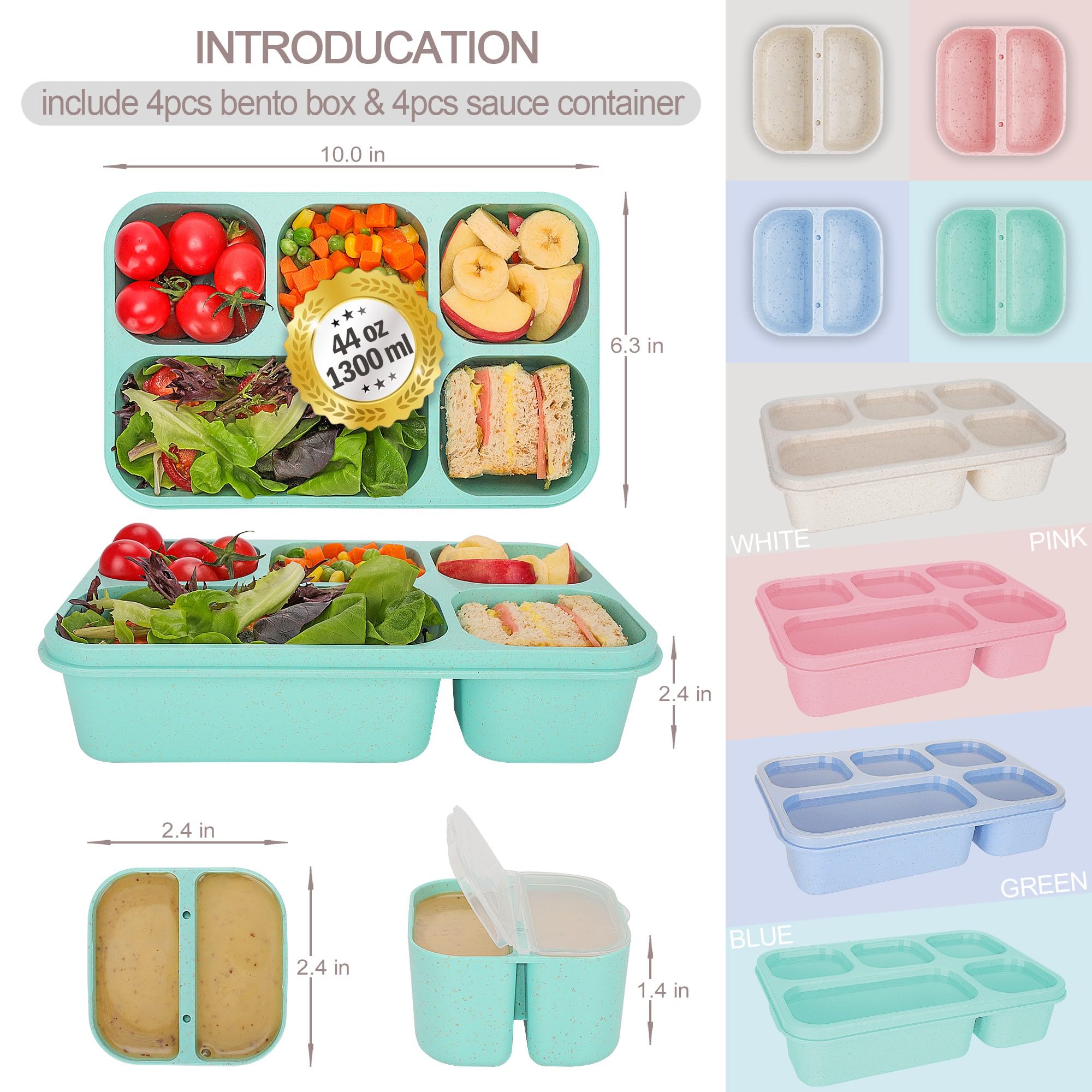 Wheat straw BPA free lunch box with sauce containers