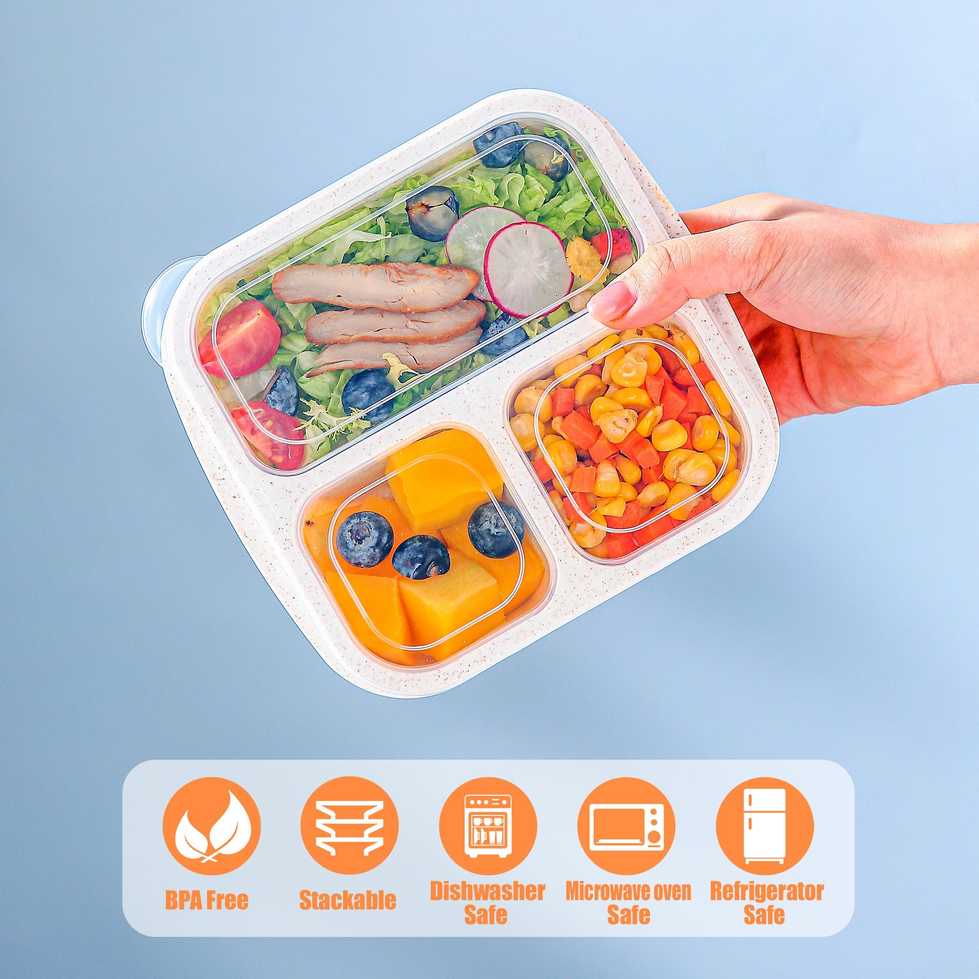 Three-compartment wheat straw lunch box by TOUWMX