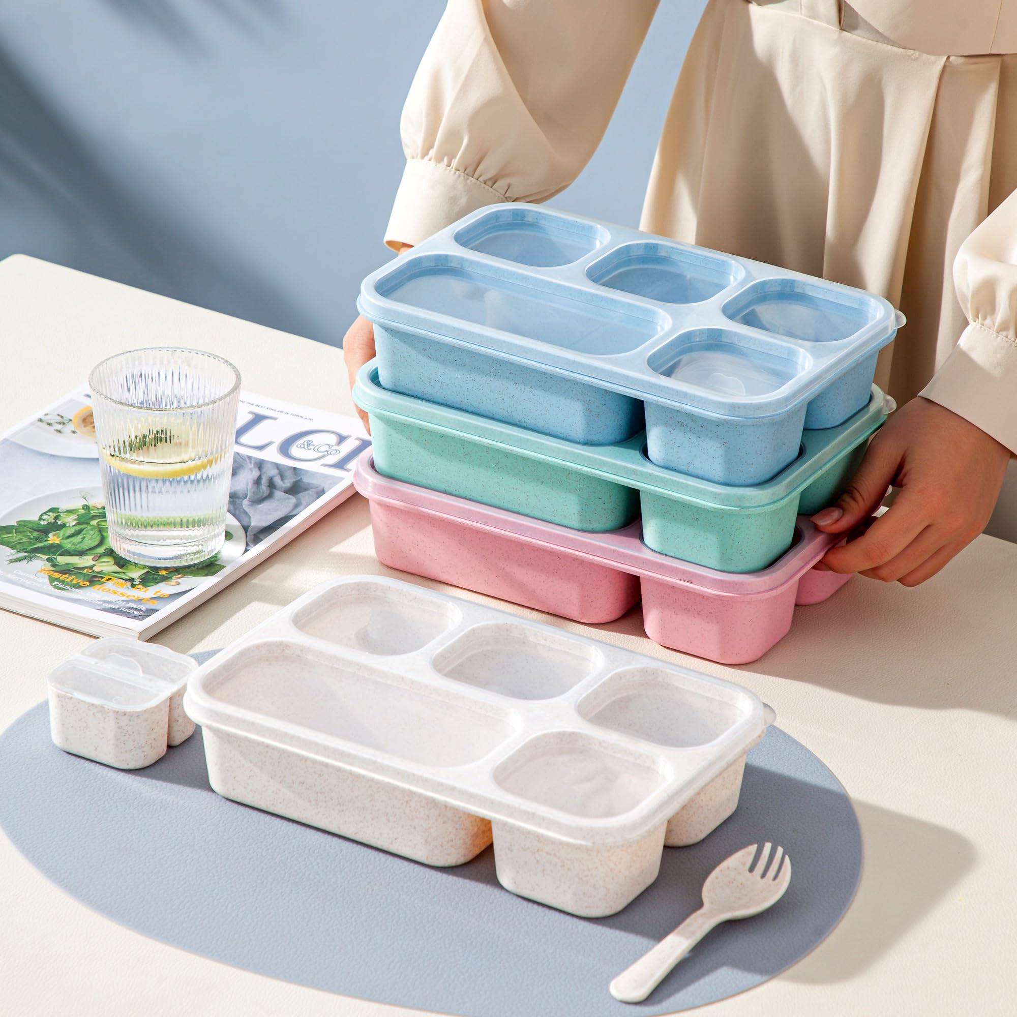 Blue TOUWMX Bento Box 10 x 6.3 x 2.3 inches