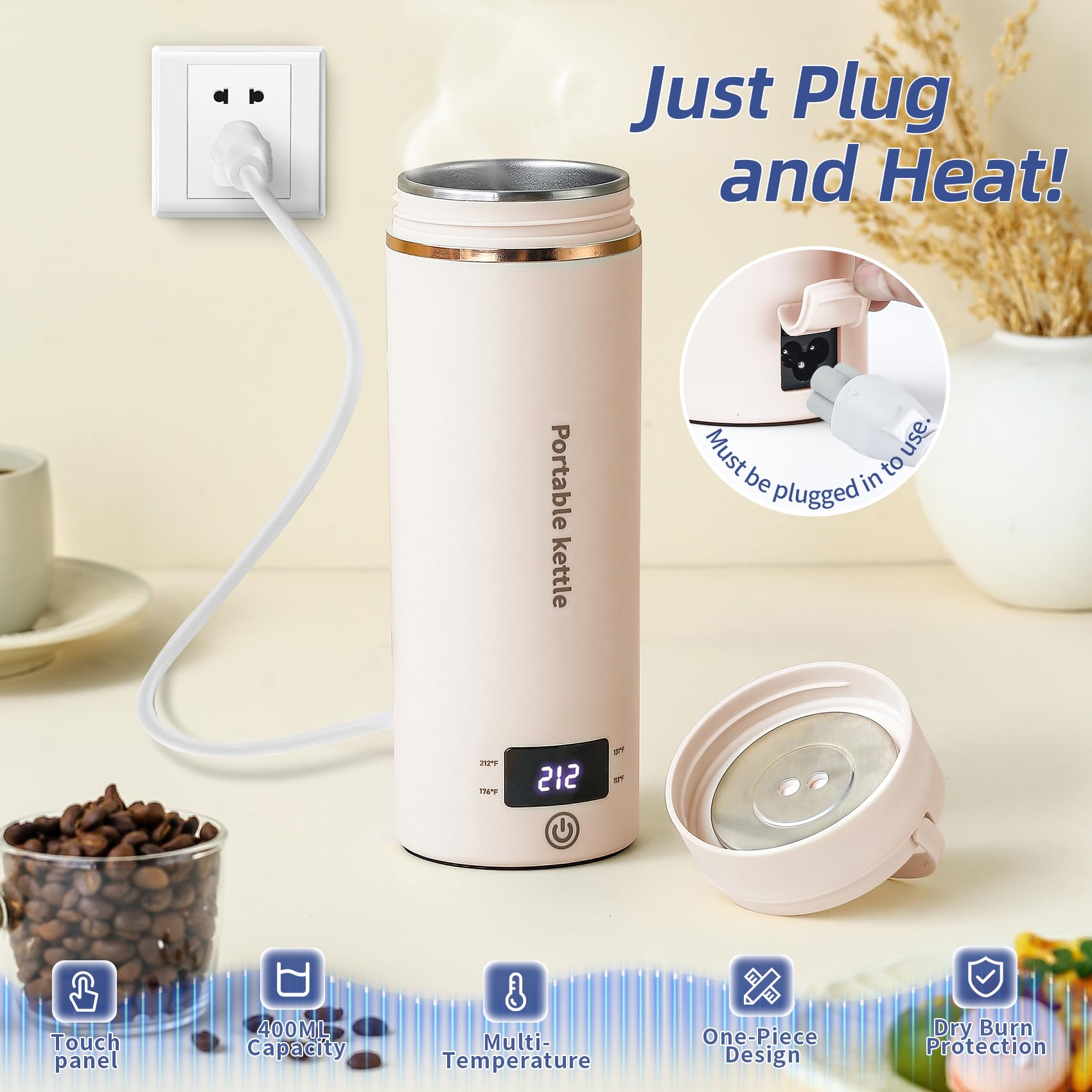 Touxila travel kettle 120V for corded use