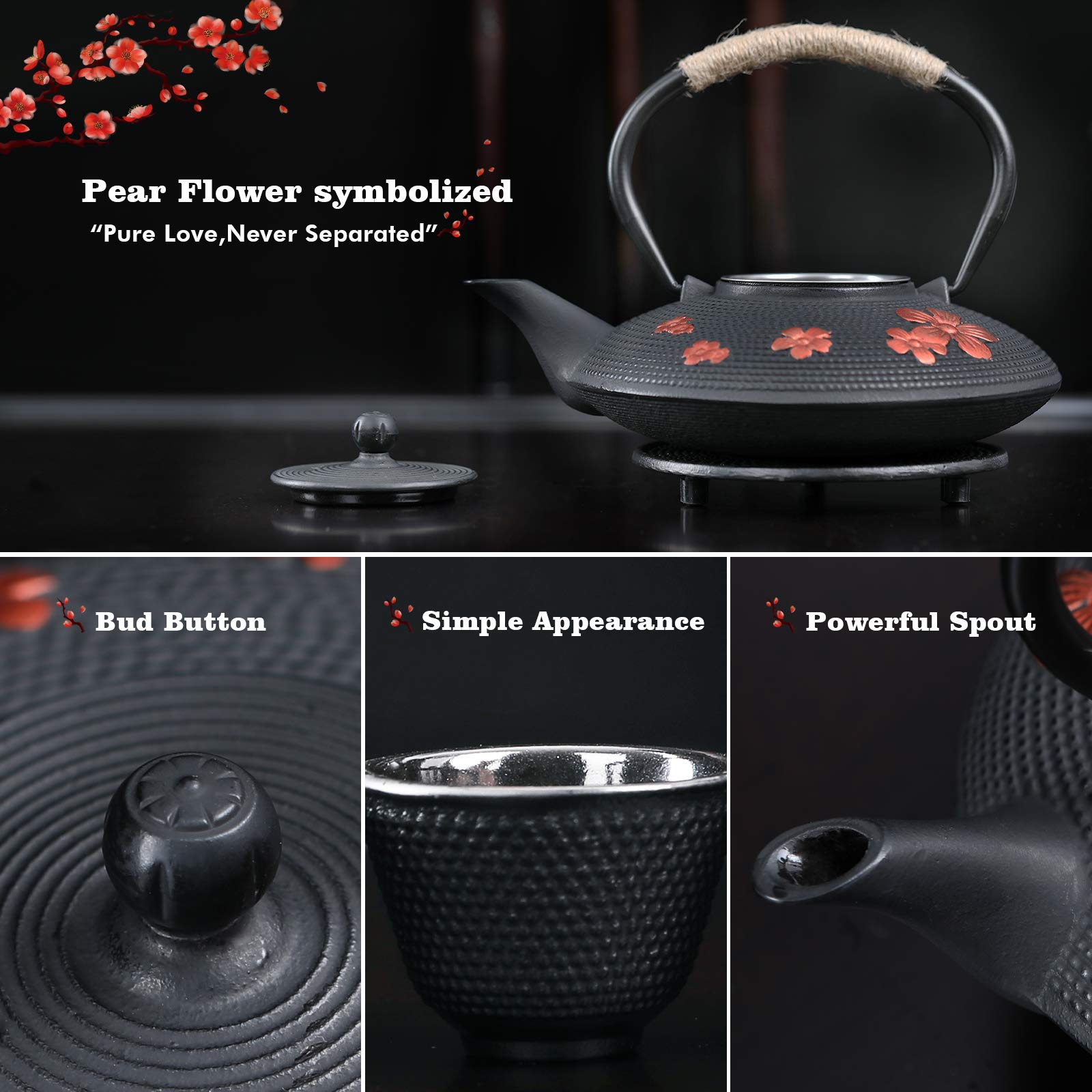 Pear Flower pattern on teapot exterior