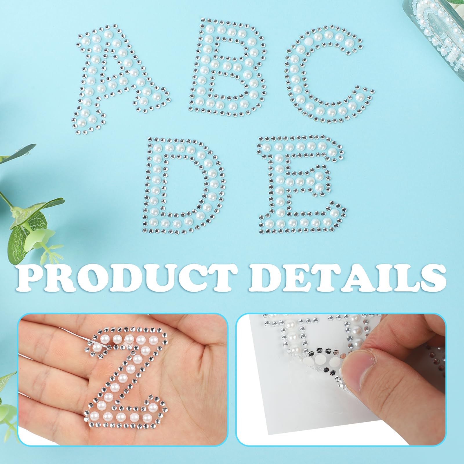 Self adhesive pearl rhinestone letters for DIY projects