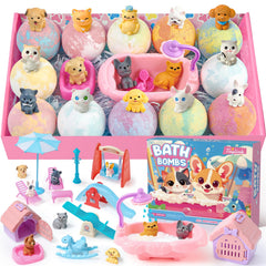 toylink bath bombs kids 12-pack with dog and cat toys inside