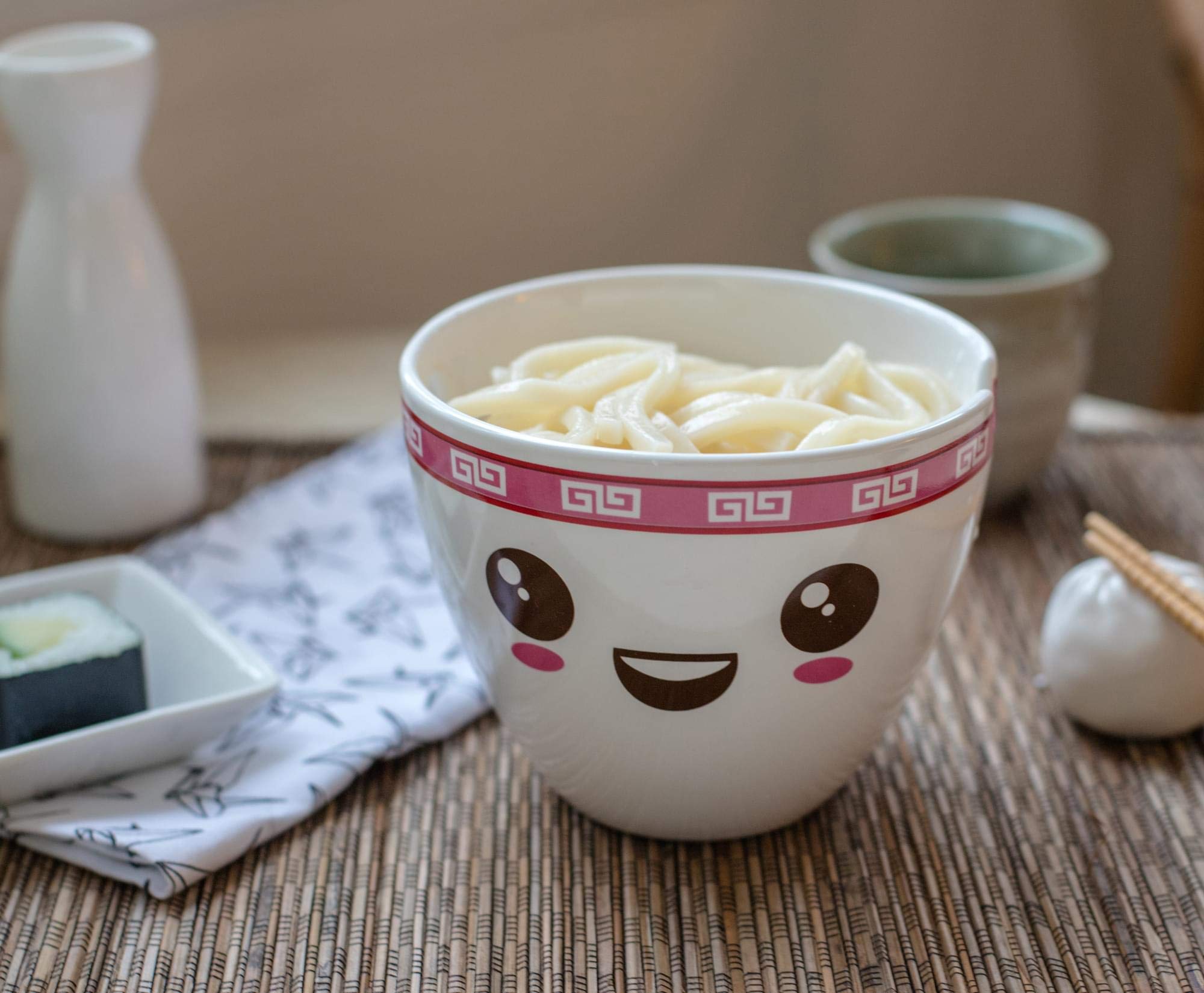 White ramen bowl with red trim from Miso Hungry set