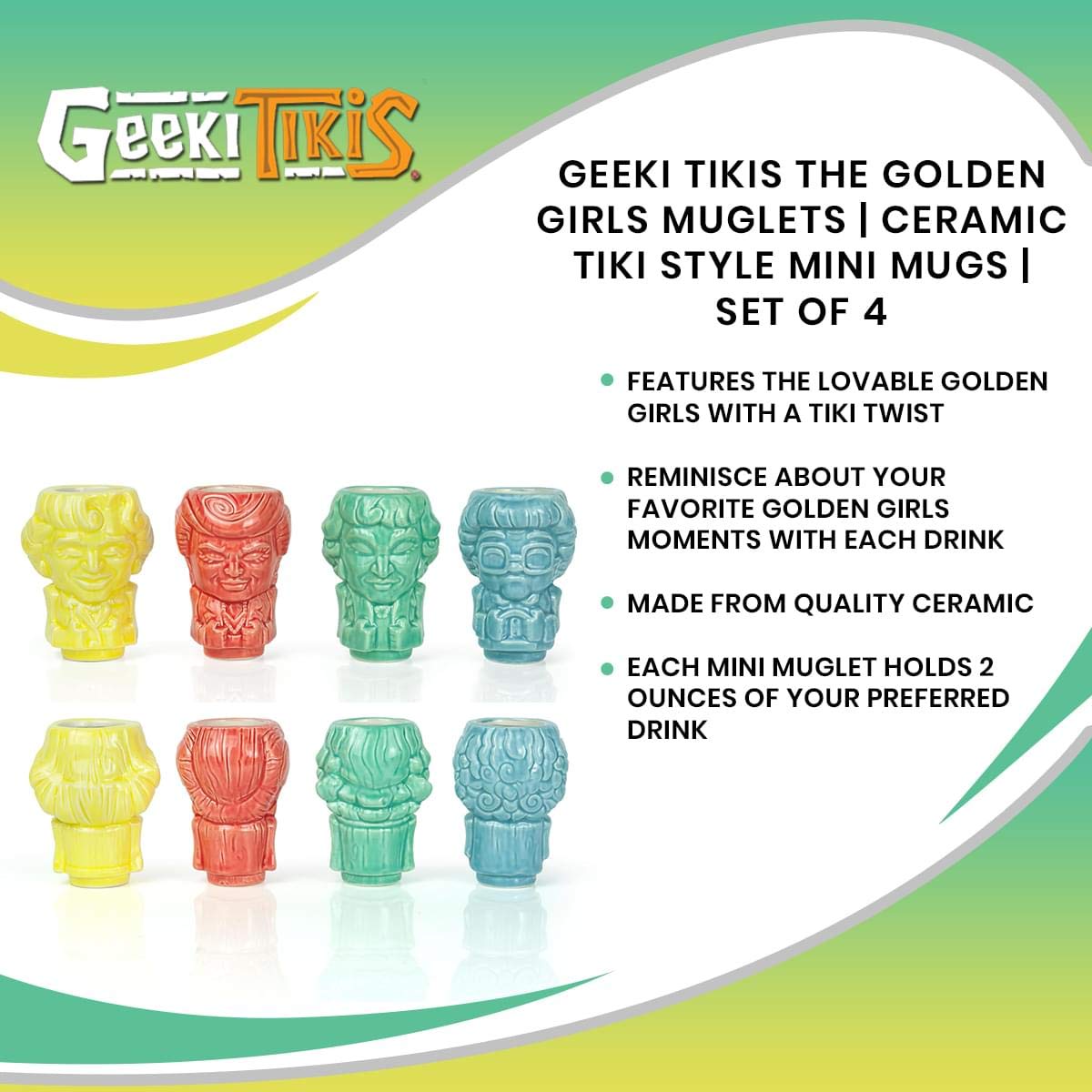 Geeki Tikis Golden Girls ceramic collectible muglets 2oz set