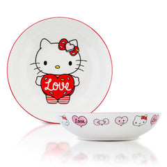 Toynk Sanrio Hello Kitty Love 9-Inch Ceramic Coupe Large Dinner Bowl front view