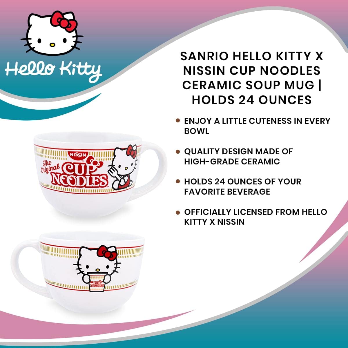 Hello kitty sanrio cup noodles mug packaging detail