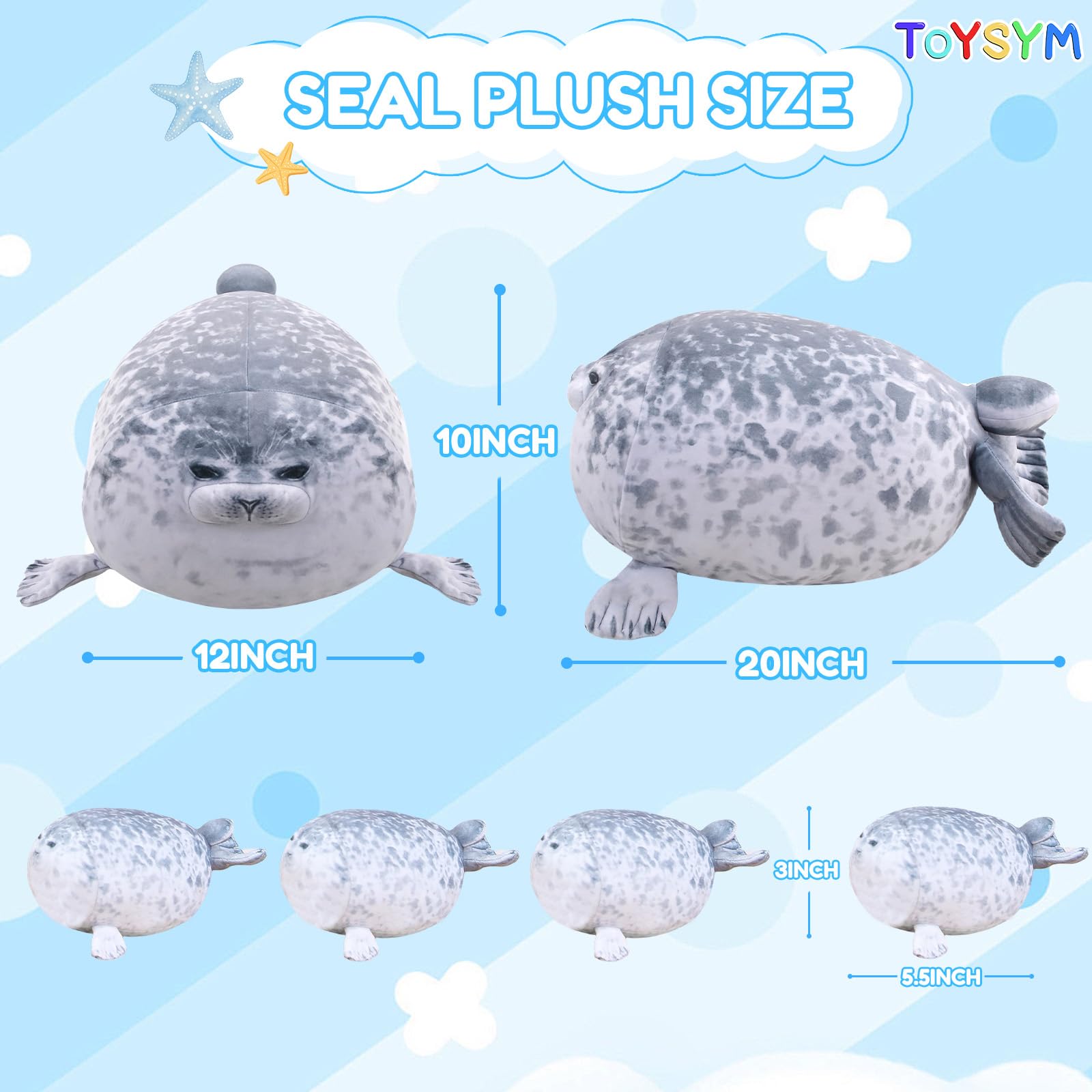 Large seal plush gift idea for kids and adults