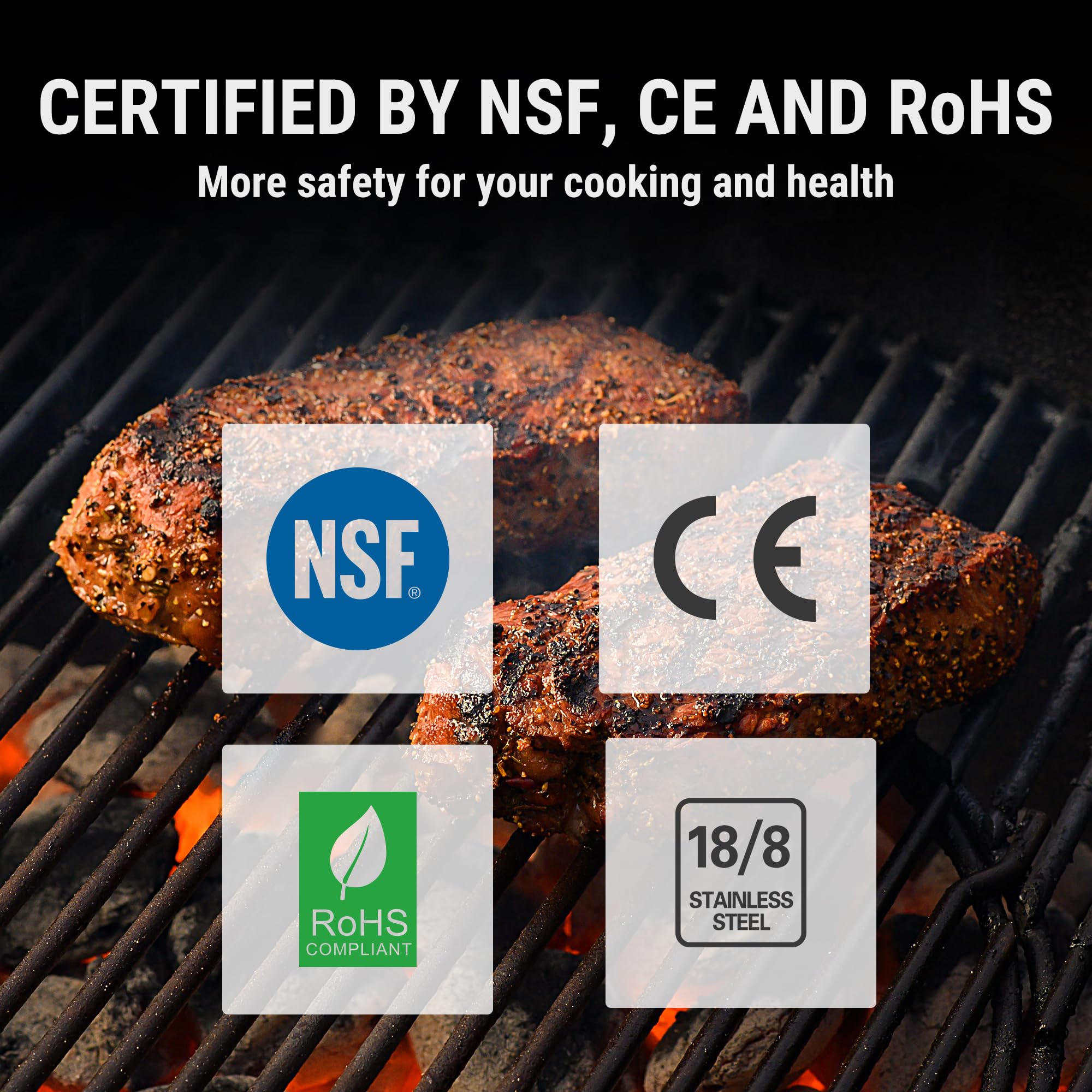 TP910 grill thermometer in use during cooking