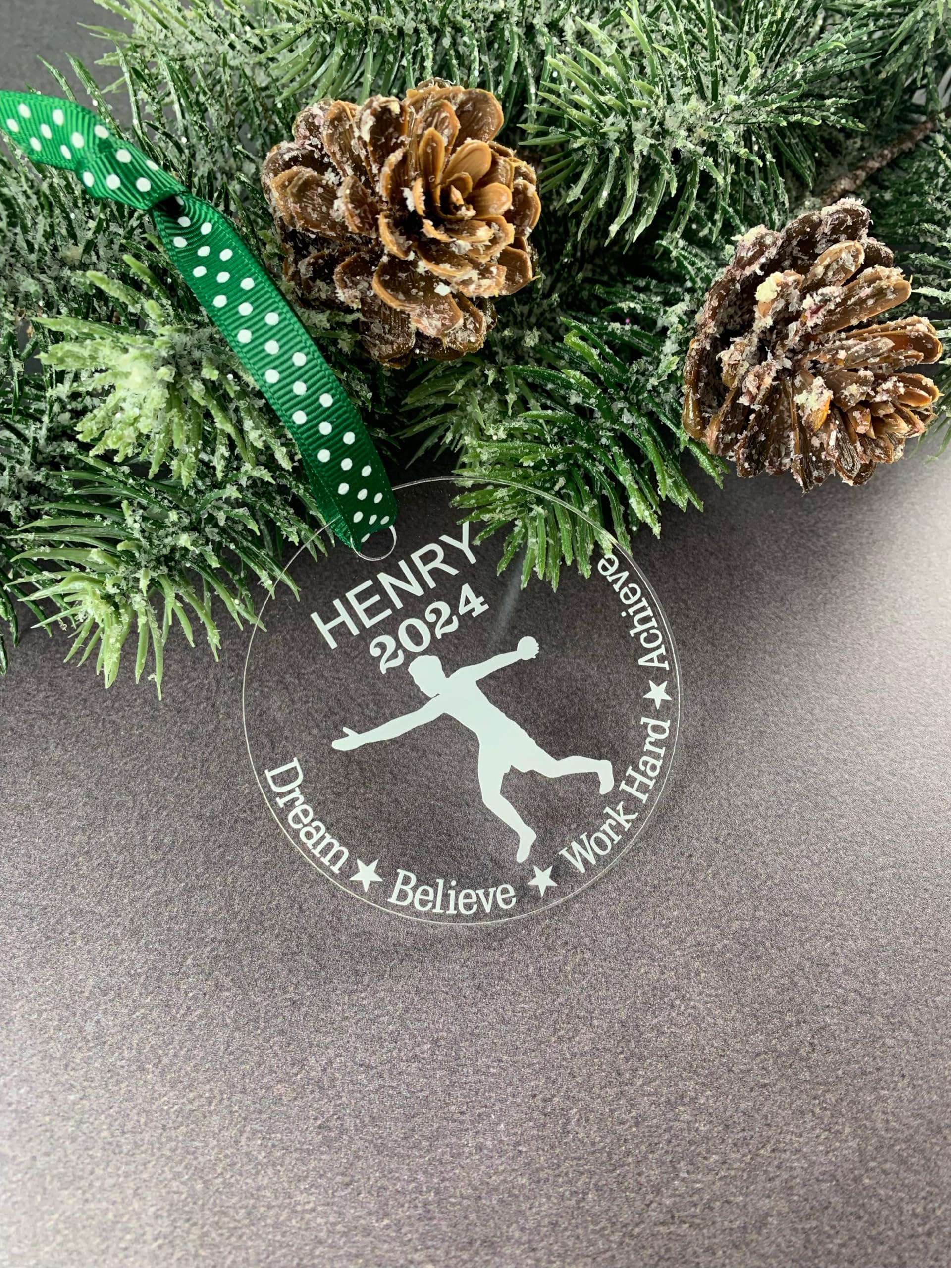 Track and field ornament clear acrylic display