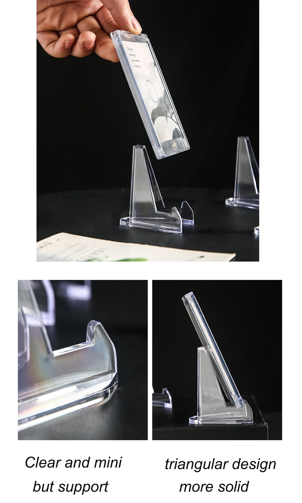 Trading card display stand suitable for PSA slabs and sports cards