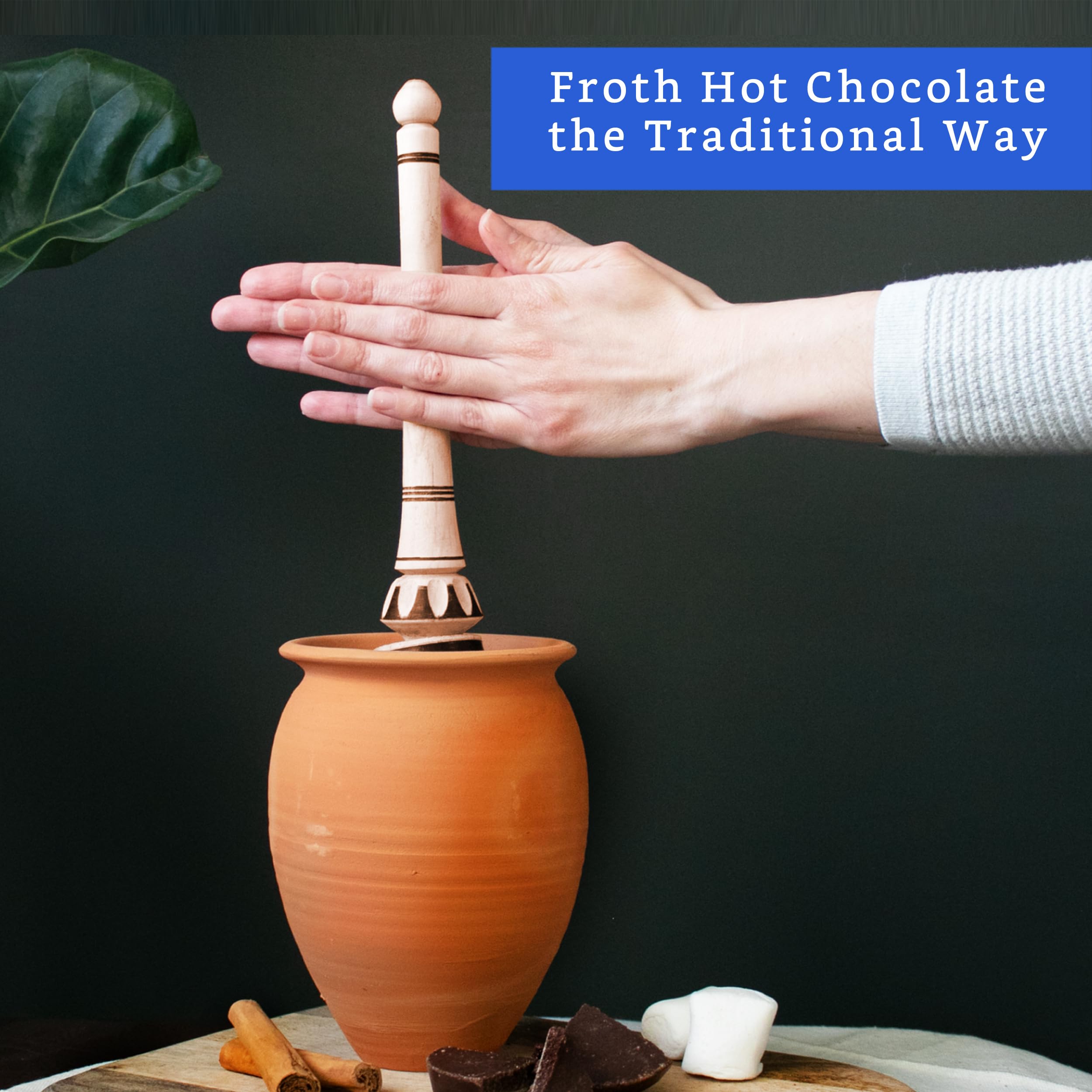 Traditional Mexican cookware molinillo for hot chocolate