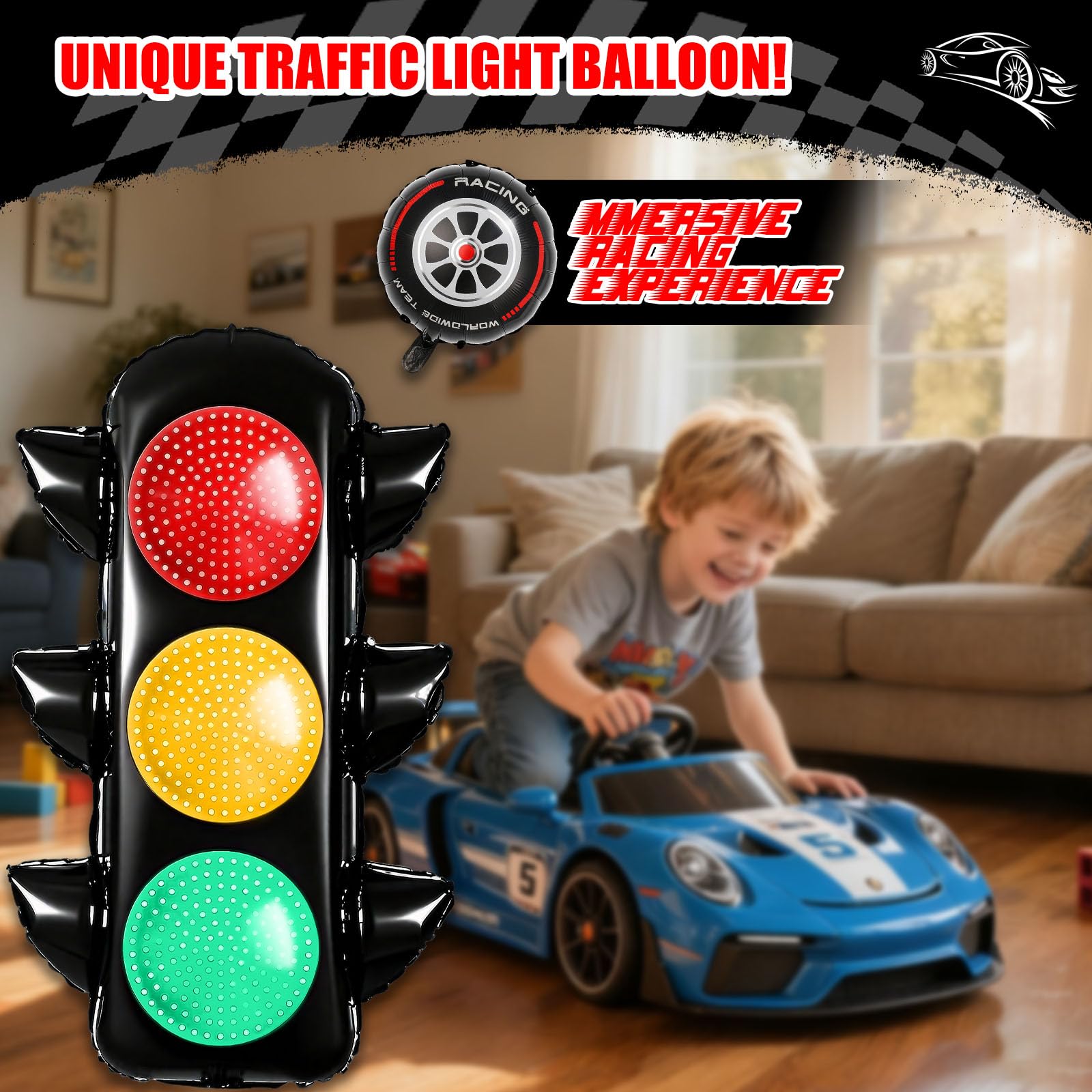 chequered flag balloons for racing party