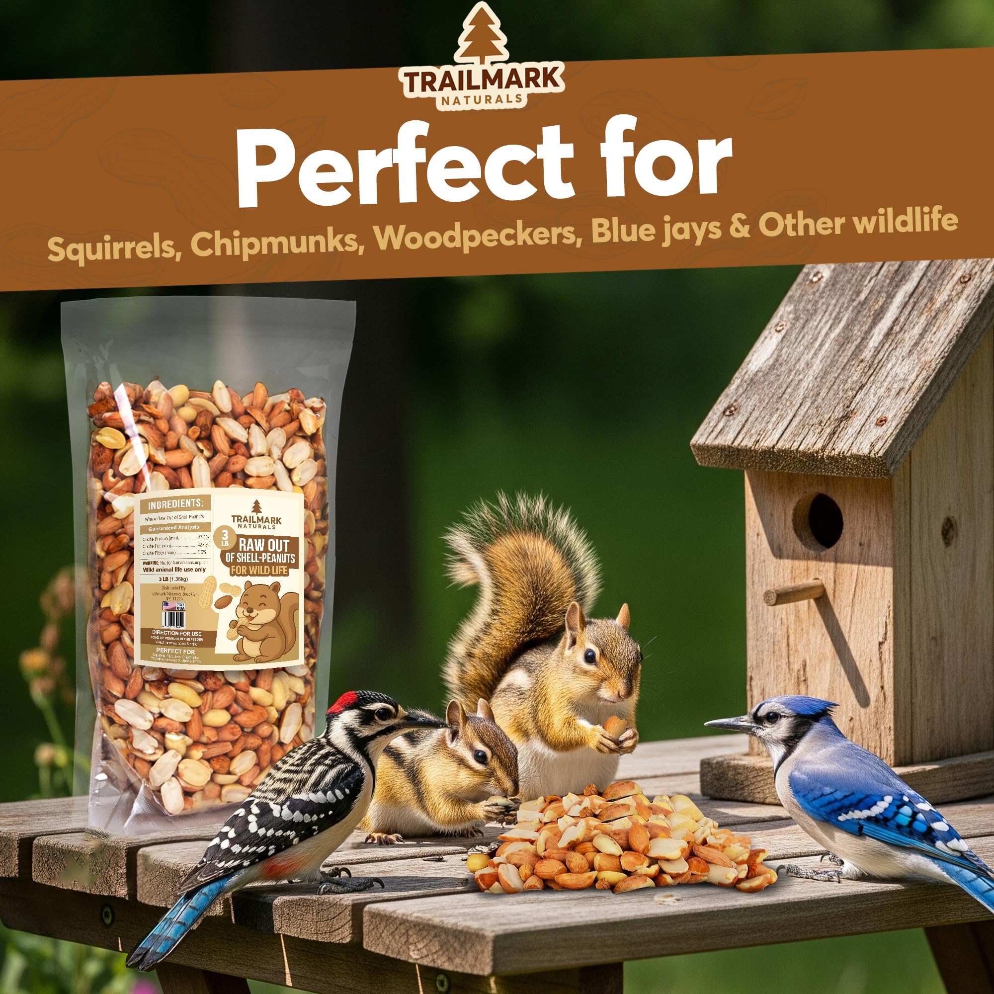 USA grown shelled peanuts for squirrels birds and wildlife